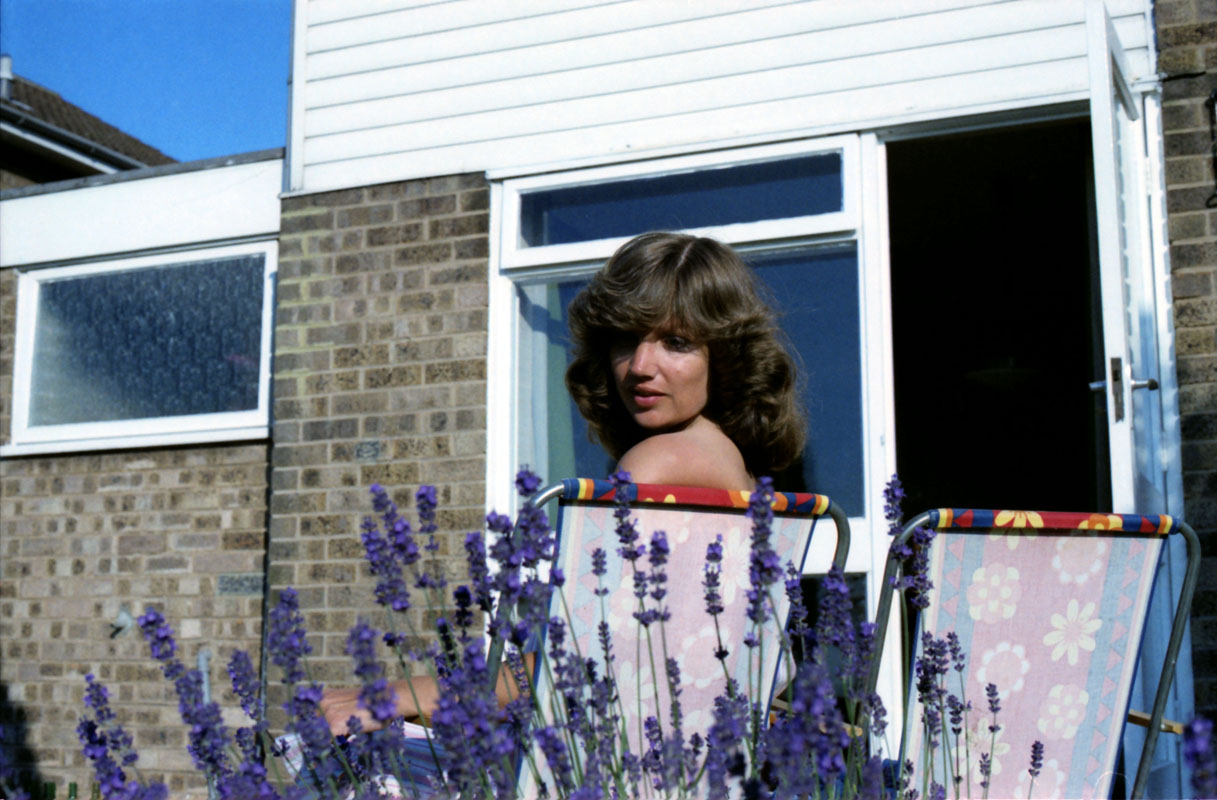 A young lady in the garden outside the Control Room at Whernside Studio