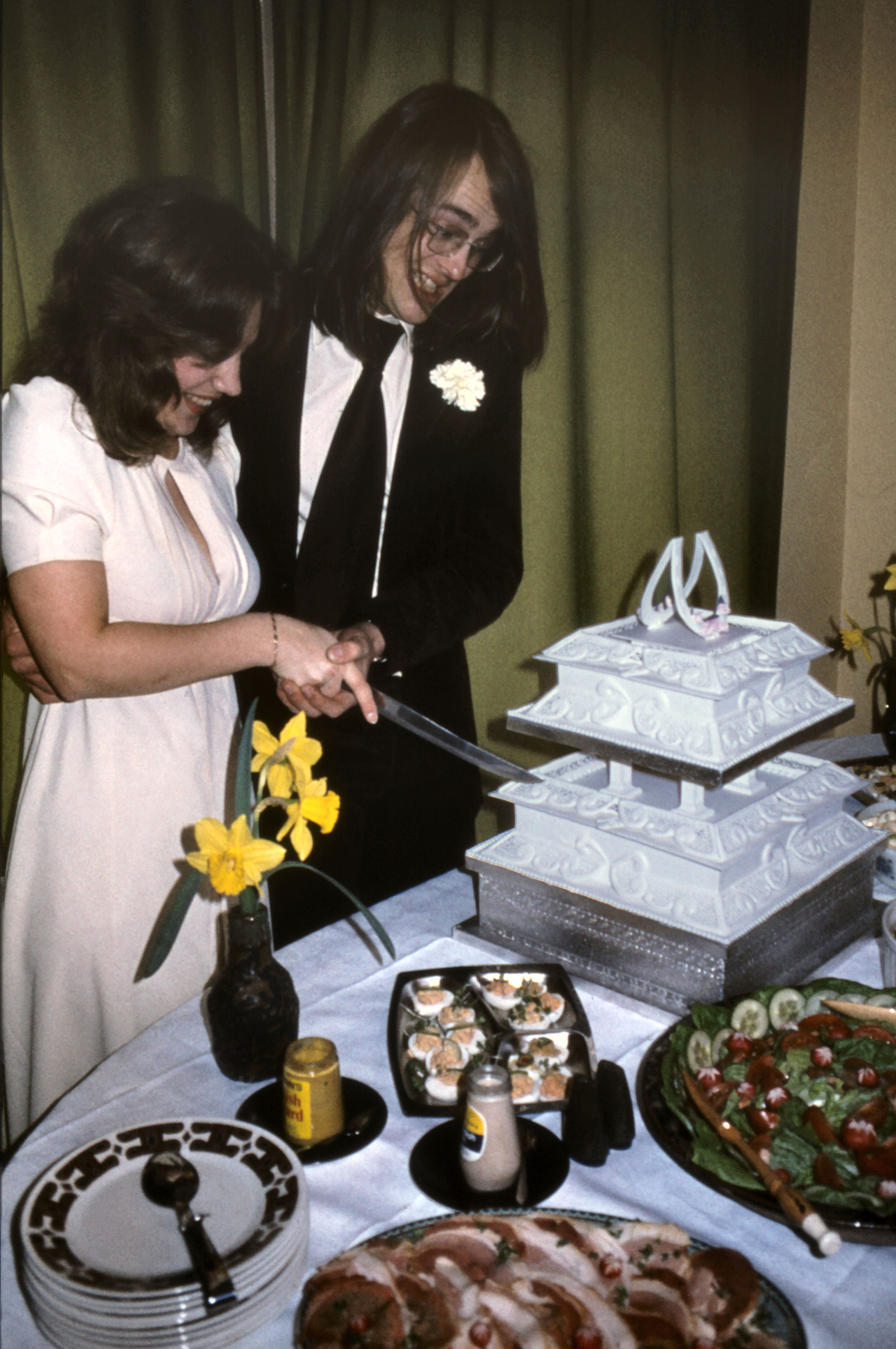 Cutting the cake in the studio control room