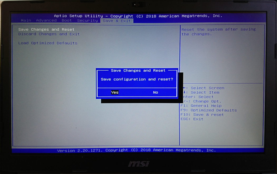 MSI BIOS Save And Reset