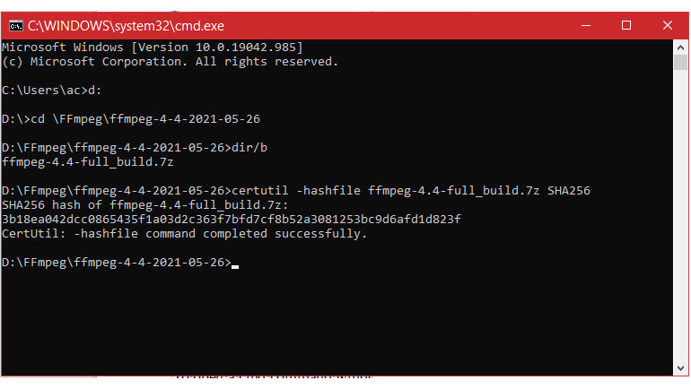 Certutil command line utility used to calculate a file hash